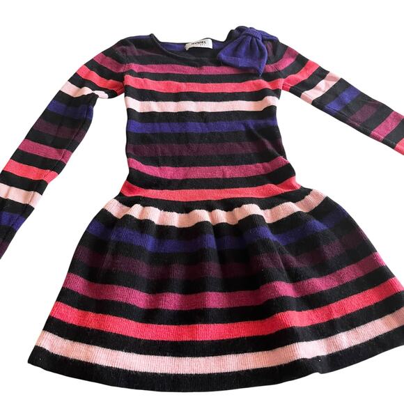 Sonia Rykiel Enfant Wool Multicolor Striped Long Sleeve Dress size 8 - Picture 2 of 10